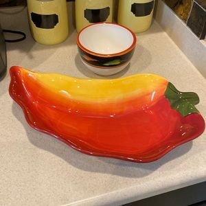 Large Chili Pepper 2pc Serving Dish & Bowl